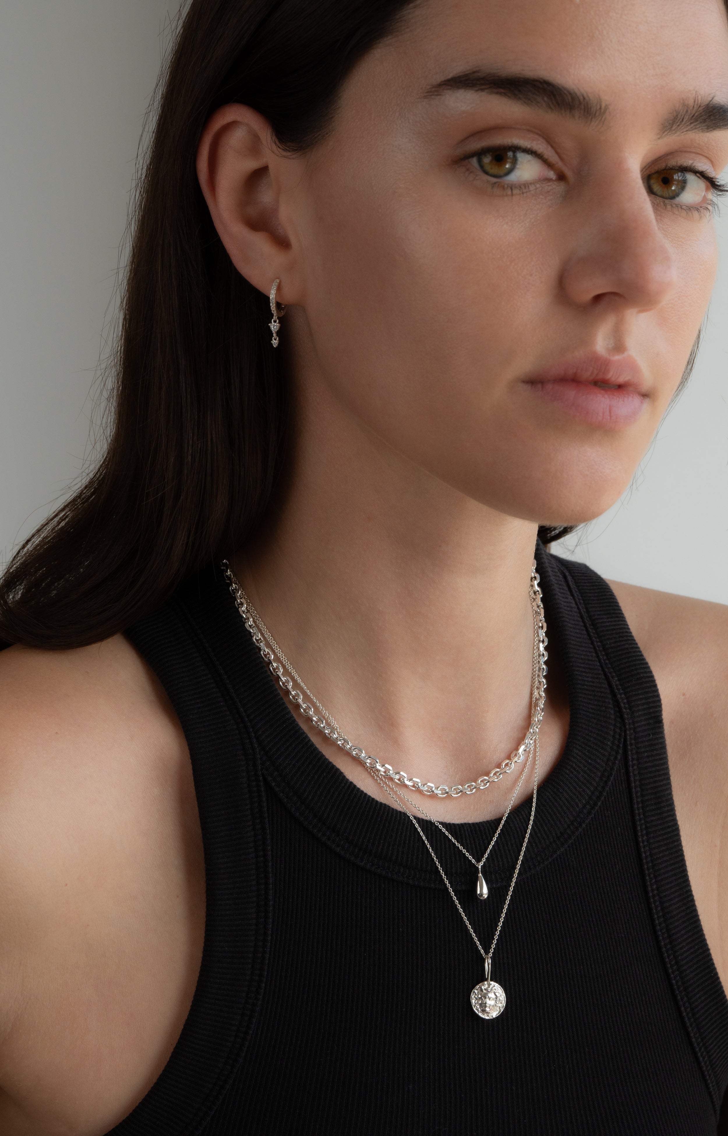 argollas de plata con circones blancos mujer libre de niquel