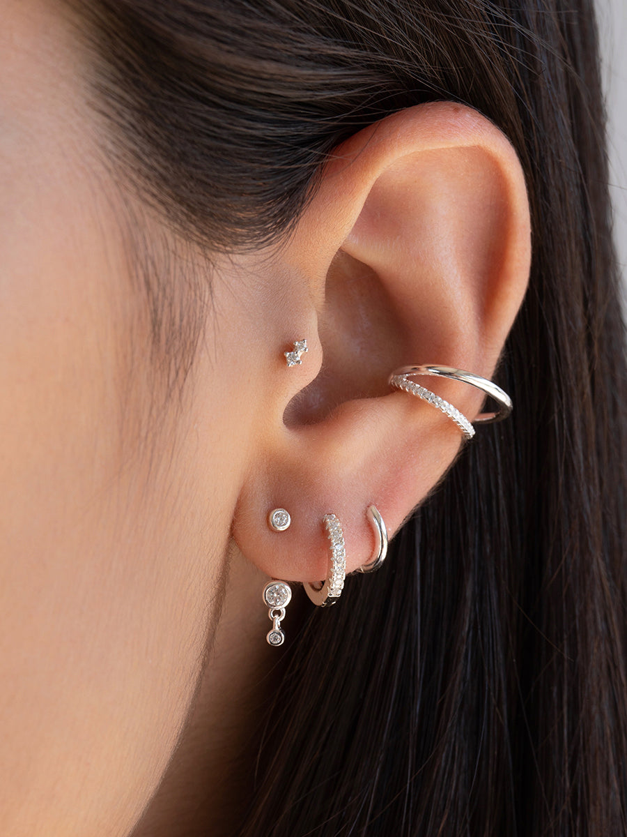 argollas basicas de plata con circones