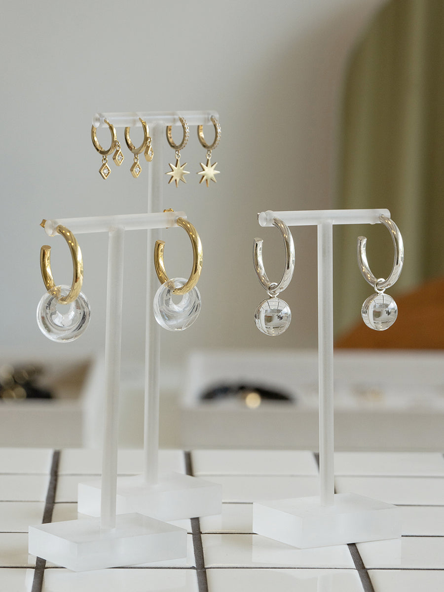 colgante charm cuarzo bola bolita plata 925 aros argollas chile