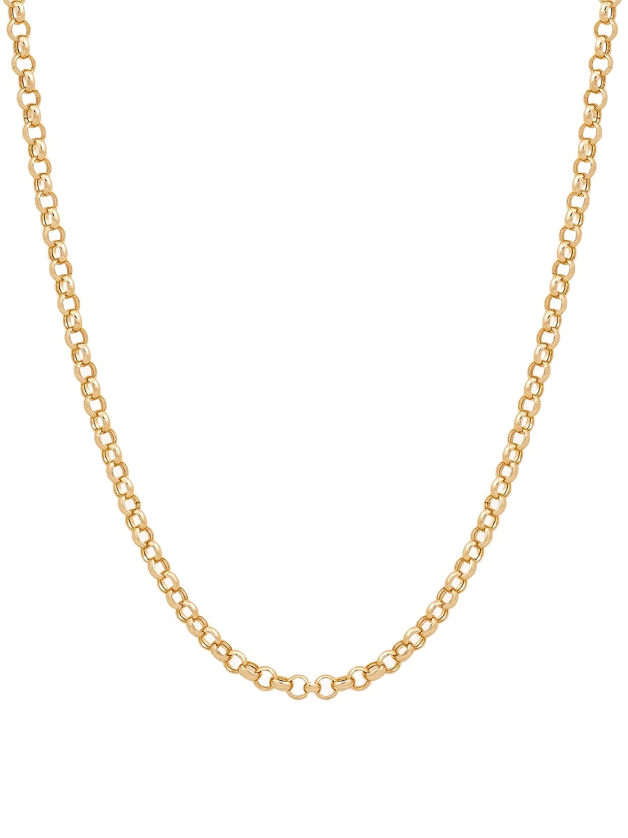 Collar Orb enchapado en oro 18k con diseño de eslabones circulares de 4 mm, una cadena minimalista clásica de 40 cm de longitud.