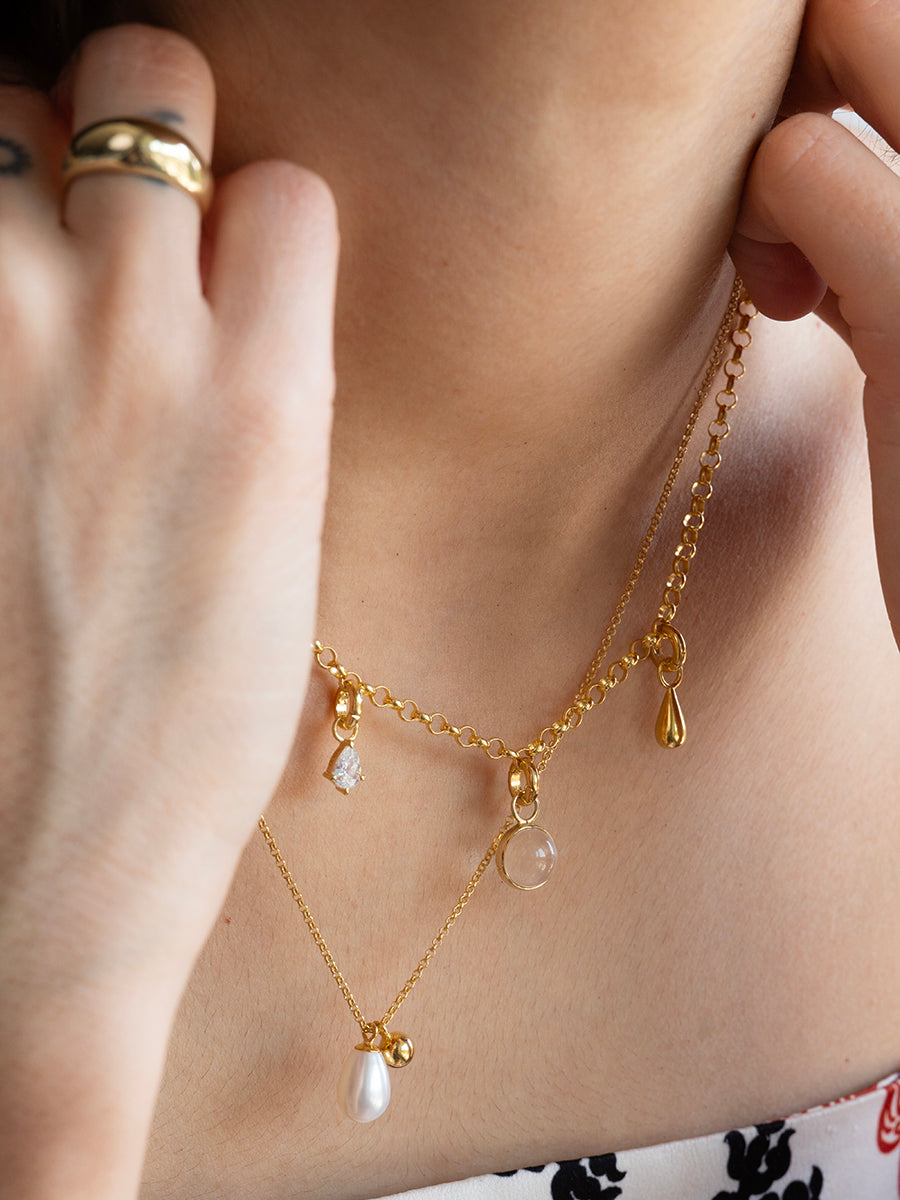 collares de plata enchapada con colgantes circon cuarzo natural