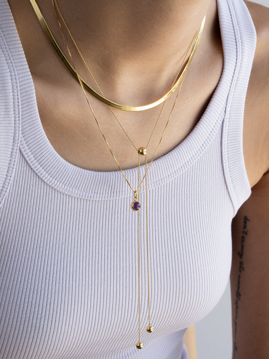 collar cadena plana cinta plata enchapada en oro 18k