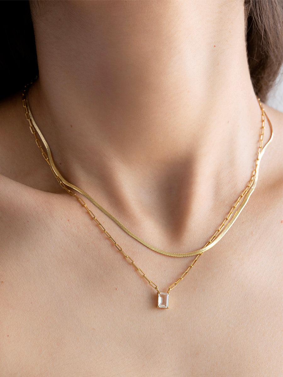 collar plata plata enchapada en oro 18k
