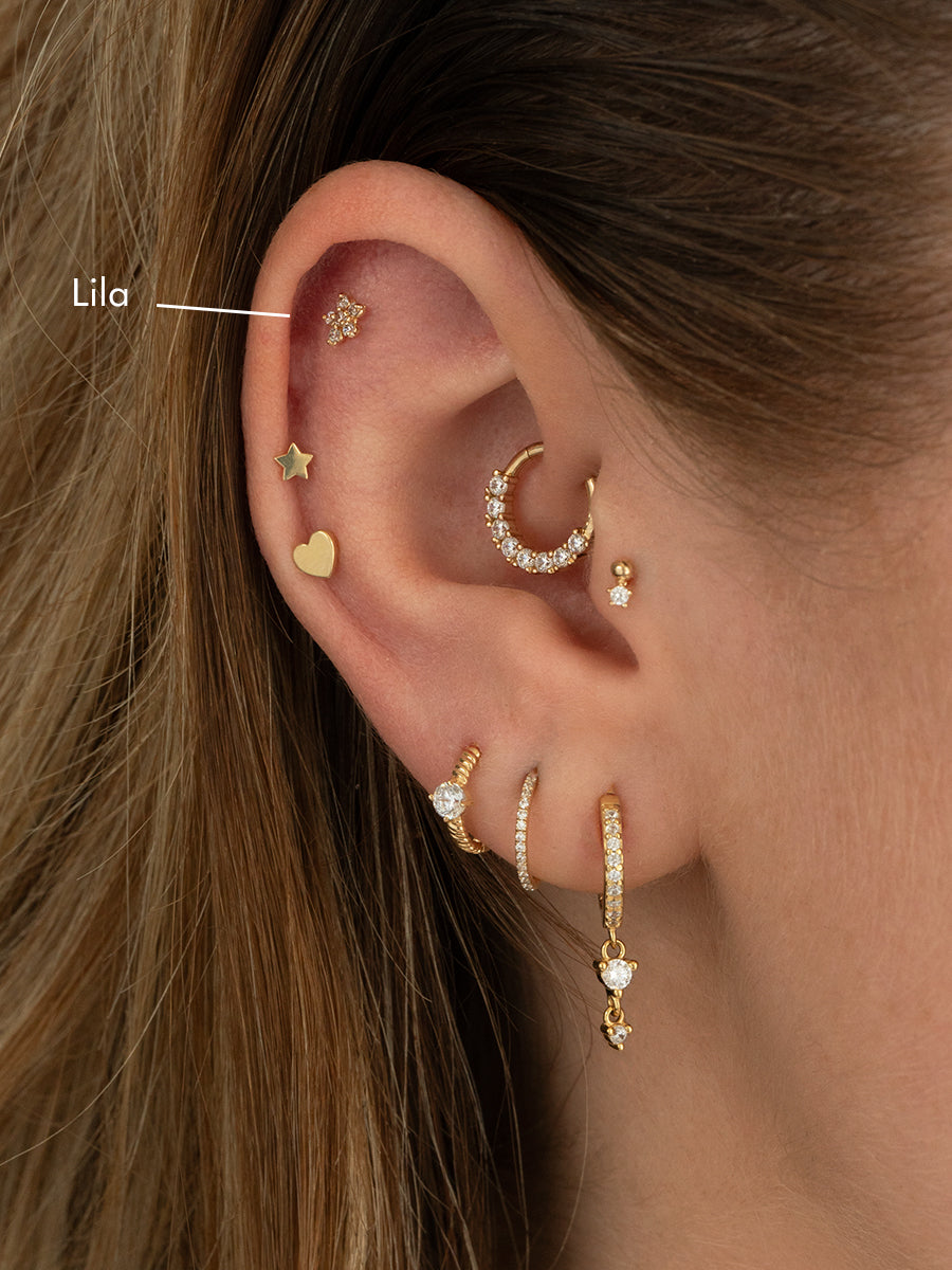 piercing aro oro 14k flor circones
