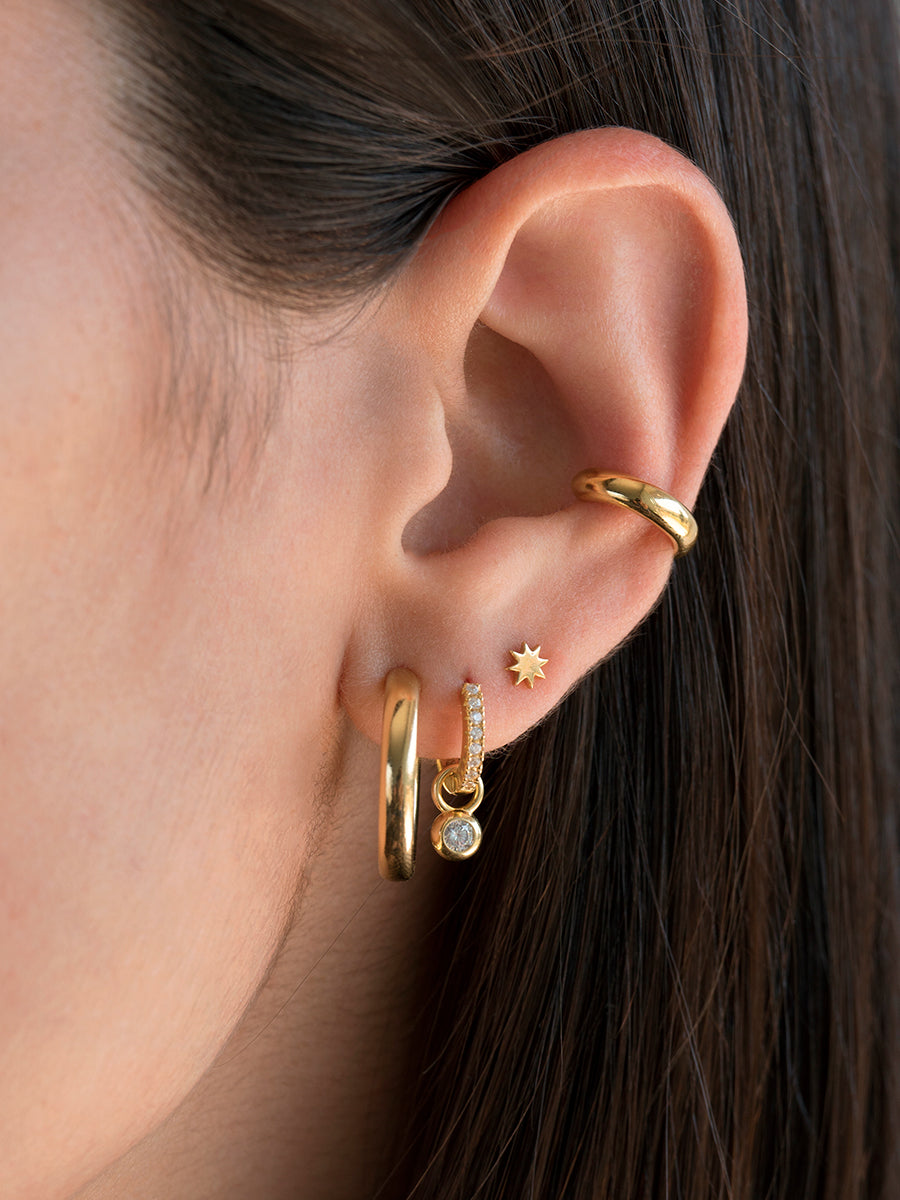 argollas basica clasicas enchape oro mujer