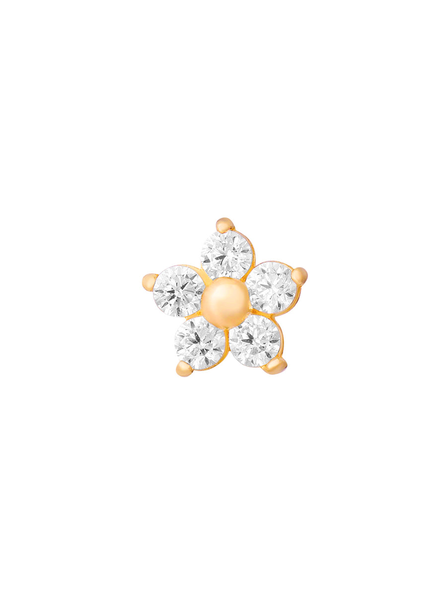 aro piercing oro 14k flor delicado mujer chile oreja