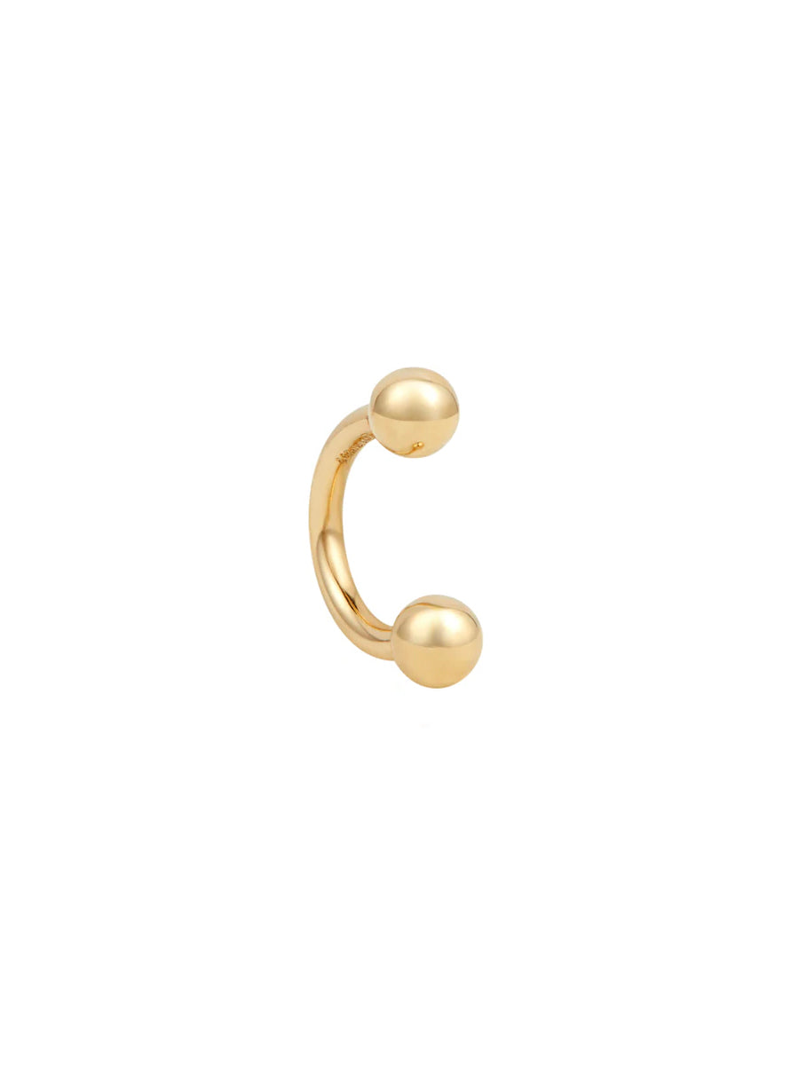 Piercing Rook de oro sólido de 14k con forma de banana, dos cierres de bolita.
