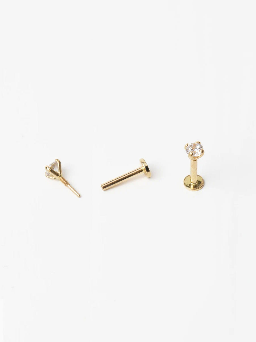 piercing oro 14k circon punto de luz pequeño mujer chile