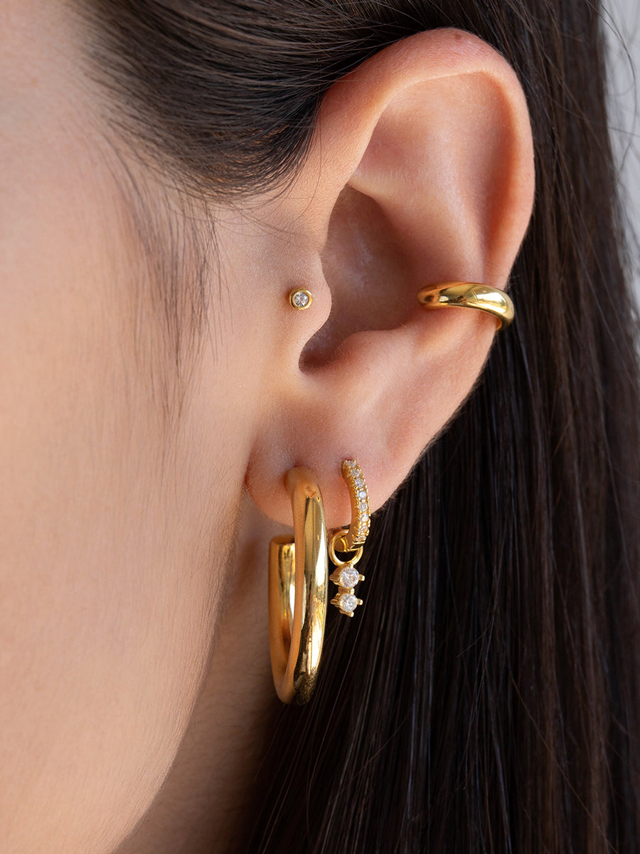 argollas pequeñas enchapadas en oro 18k