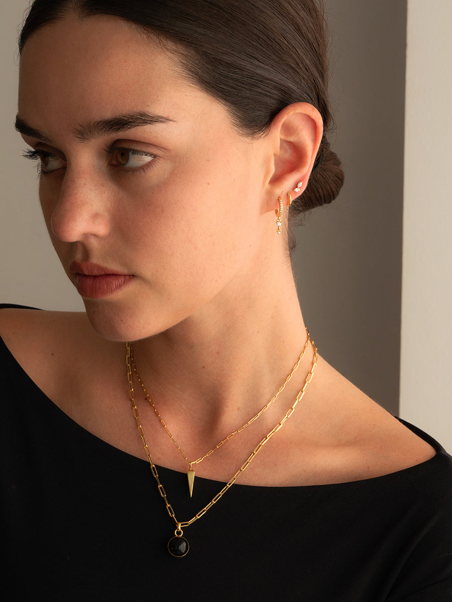 colgante onix negro piedra natural enchapado en oro 18k collar