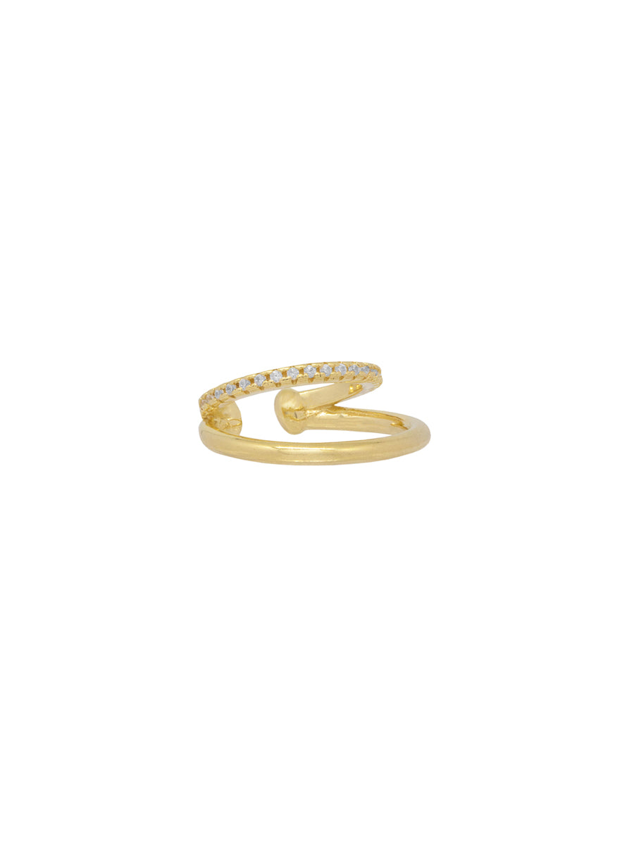 ear cuff doble enchapado en oro 18k libre de niquel