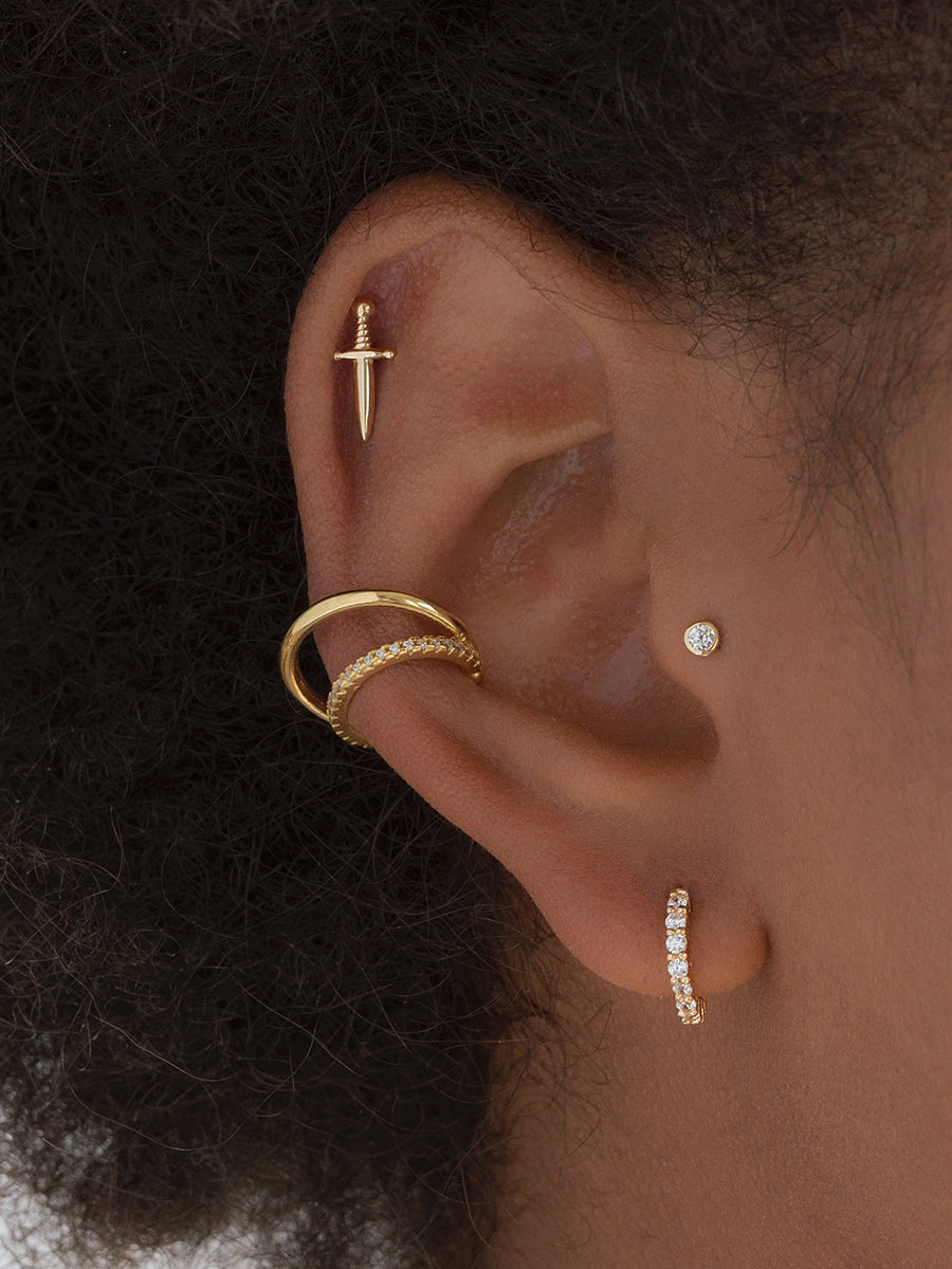 ear cuff doble con circones enchapado en oro