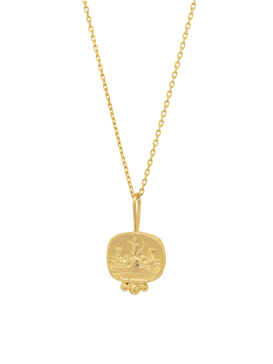 colgante zeus charm pegaso unidad plata enchapada en oro 18k