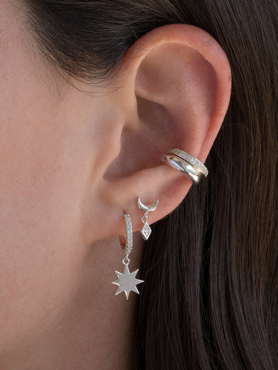 ear cuffs grueso plata mujer