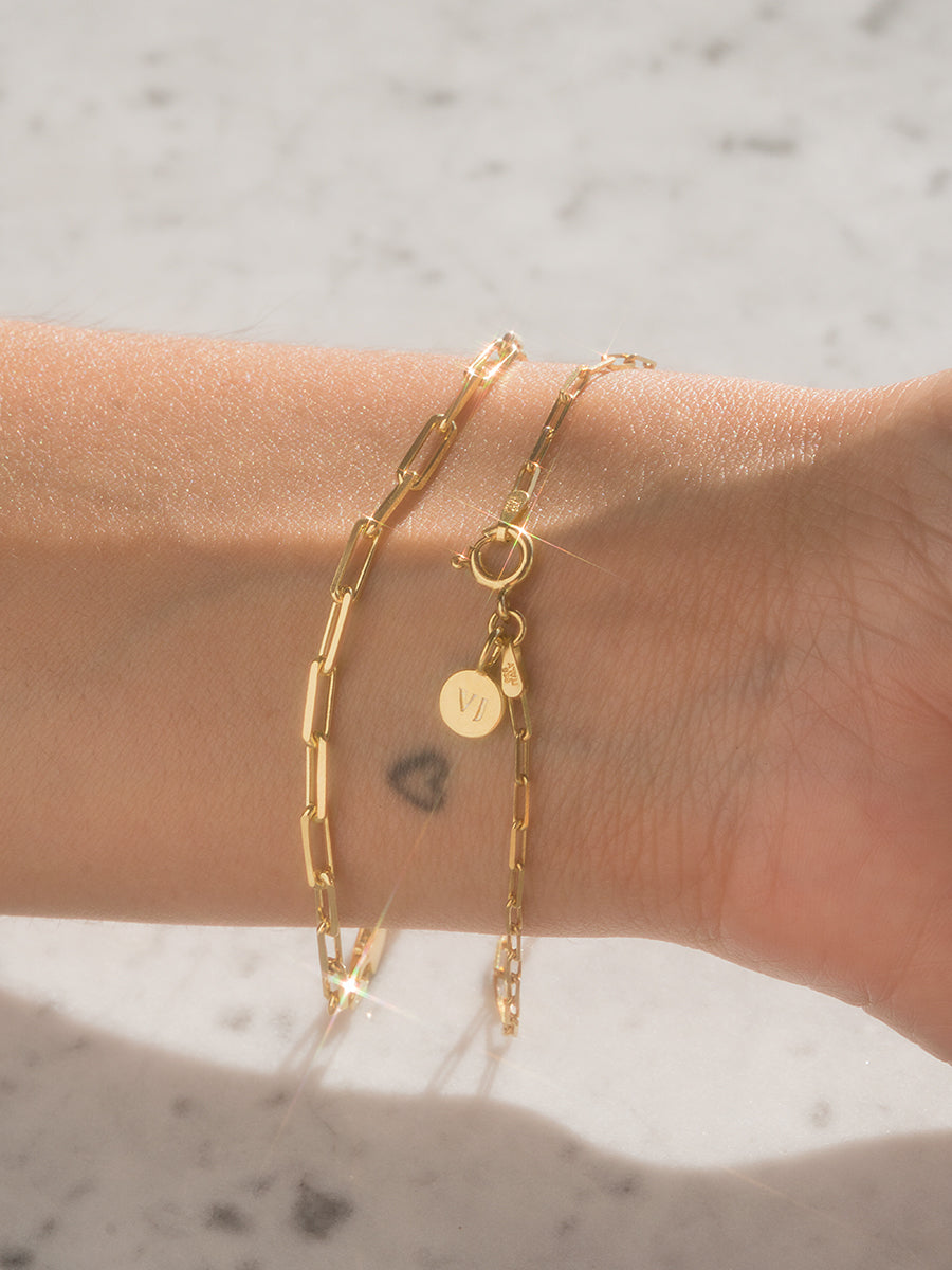 pulsera plata enchapada en oro 18k