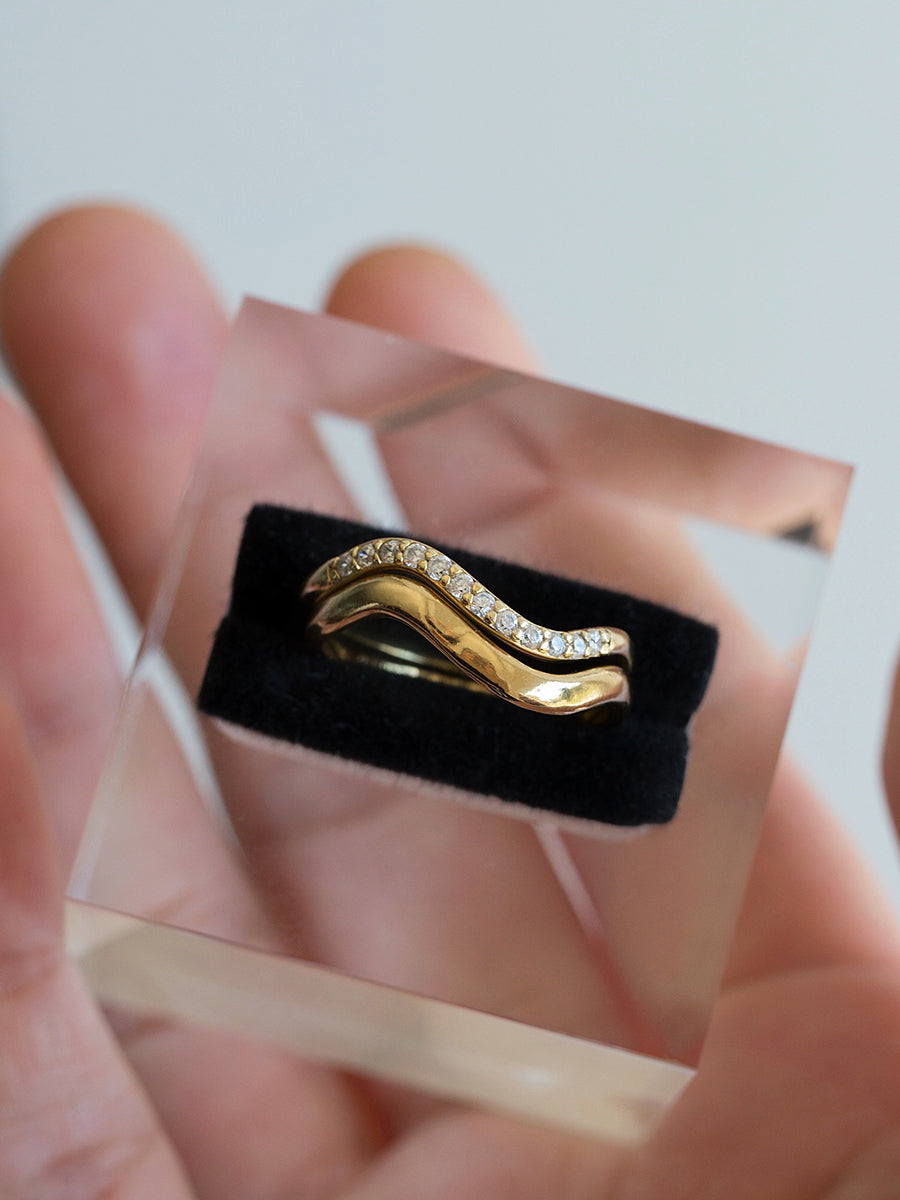 set de anillos plata bañada en oro mujer