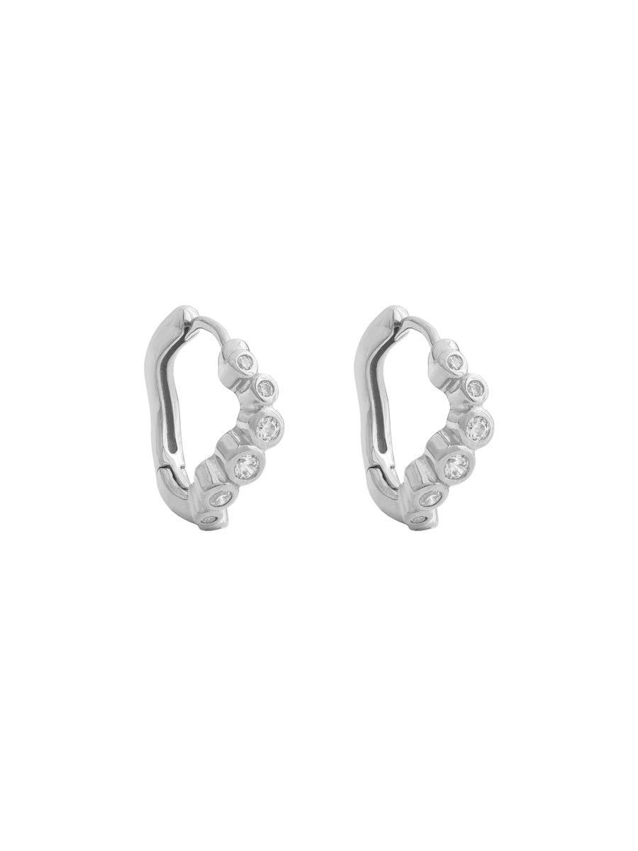 Argollas Wake de plata 925 con circones blancos