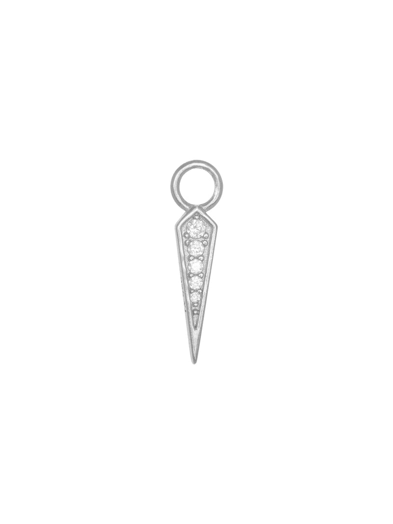 Colgante Alva de plata 925 con diseño de púa circones blancos brillantes sobre fondo blanco.