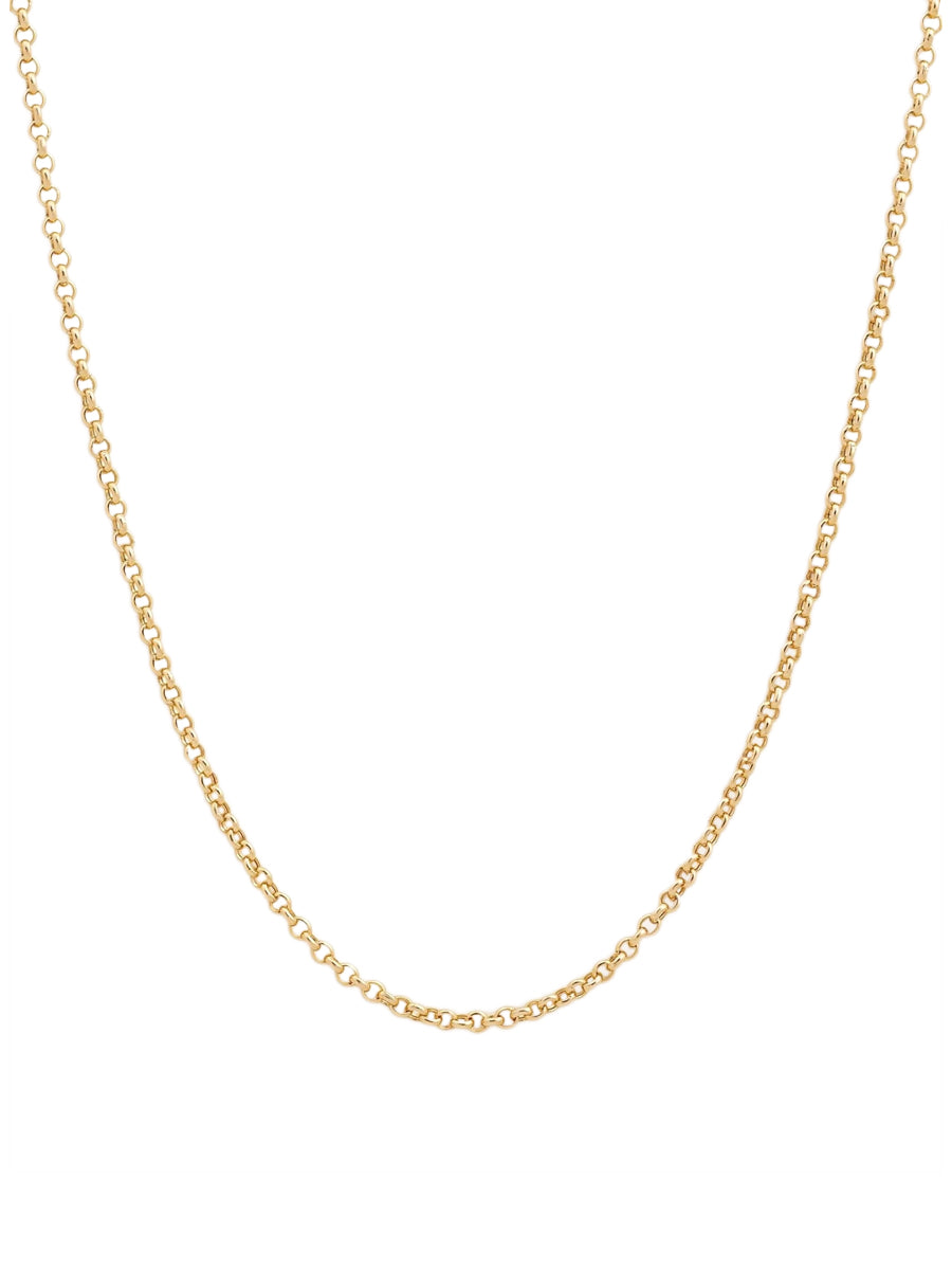 Collar Mini Orb enchapado en oro 18k con delicados eslabones circulares de 1.2 mm, ideal para usar en capas (layering) con otros colgantes.