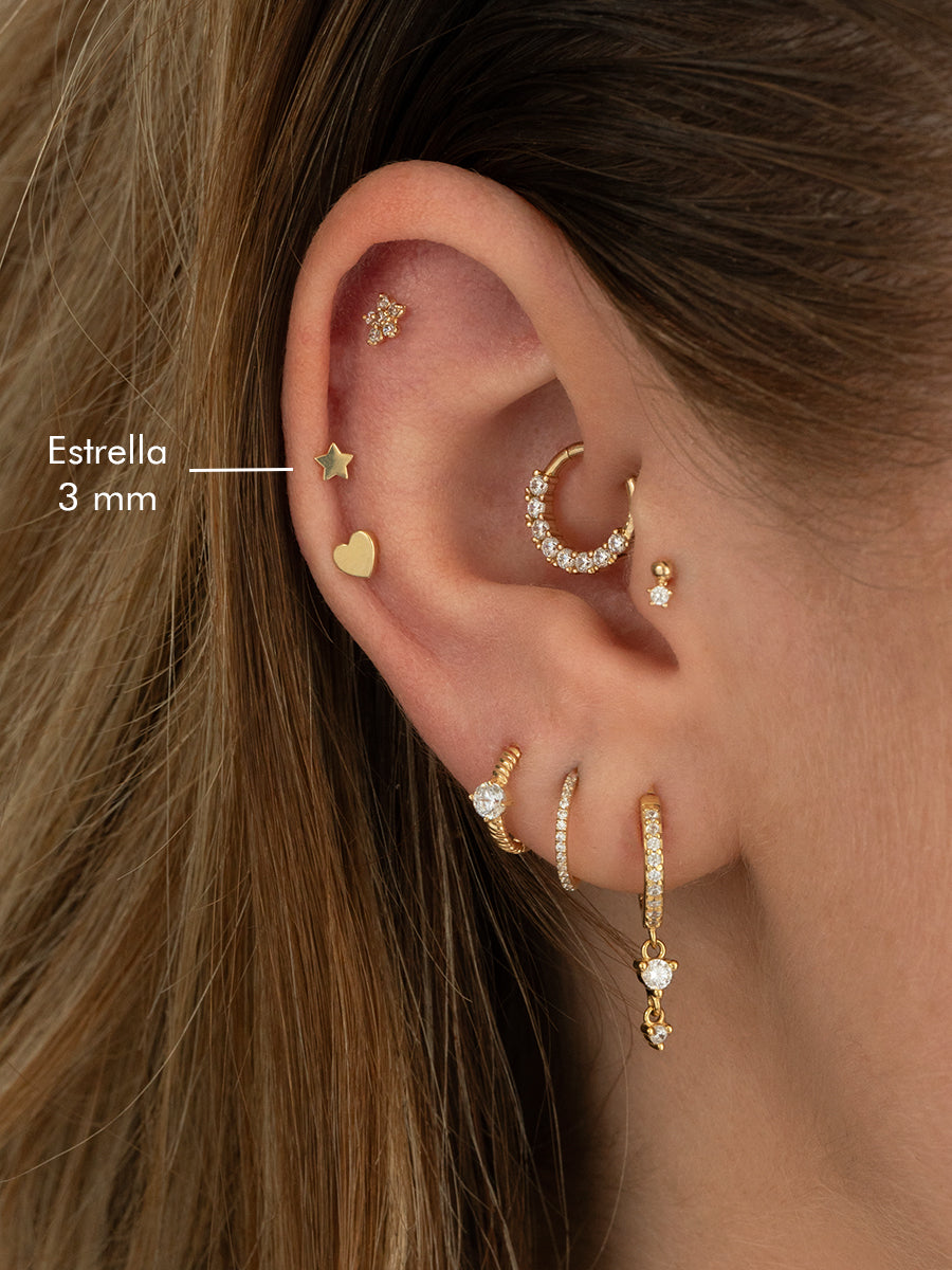 Piercing Estrella 3 mm Oro 14k