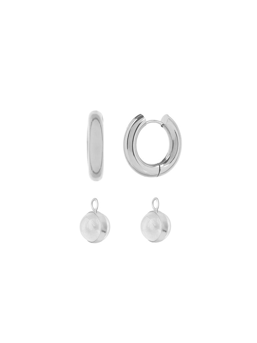 argollas plata 925 con colgantes cuarzo cristal natural charms