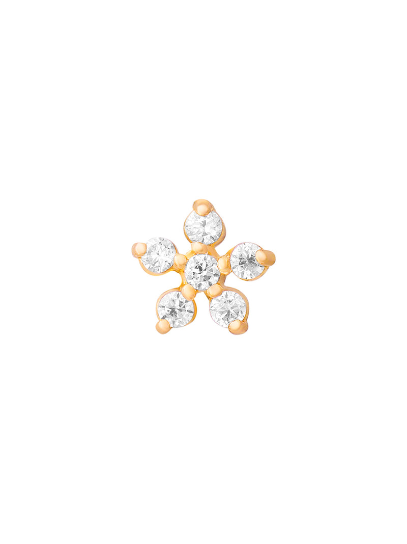 Piercing Lila de oro sólido amarillo de 14k con diseño de flor de cinco circones